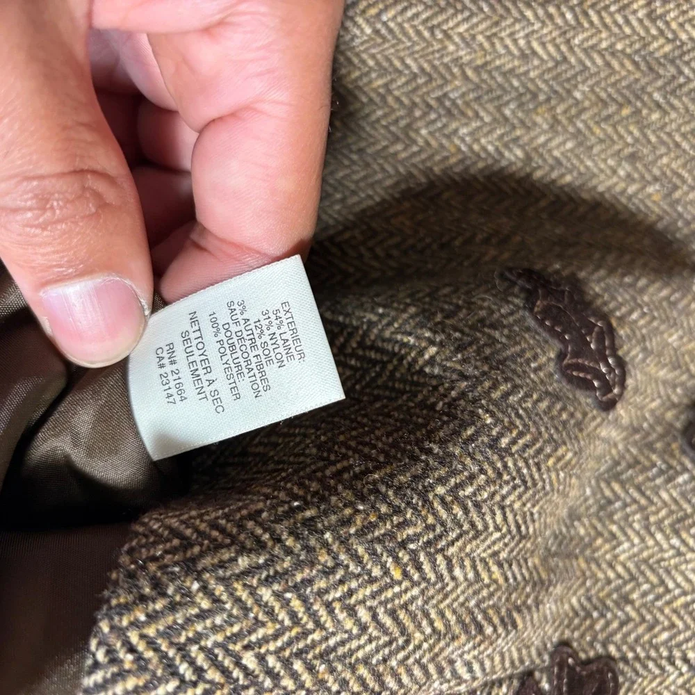 Talbots Womens Vest Tan Brown Herringbone Oak Leaf Applique Button Front Size S‎ - Picture 6 of 10